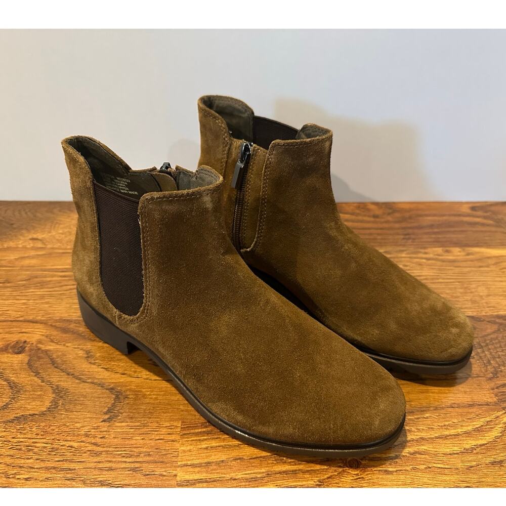 Munro Leighton Suede Ankle Boots Brown Women’s 7.5 NWOB Comfort Classic Booties